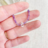 Faceted amethyst and Herkimer diamond 2mm 16-inch beaded necklace LV9399