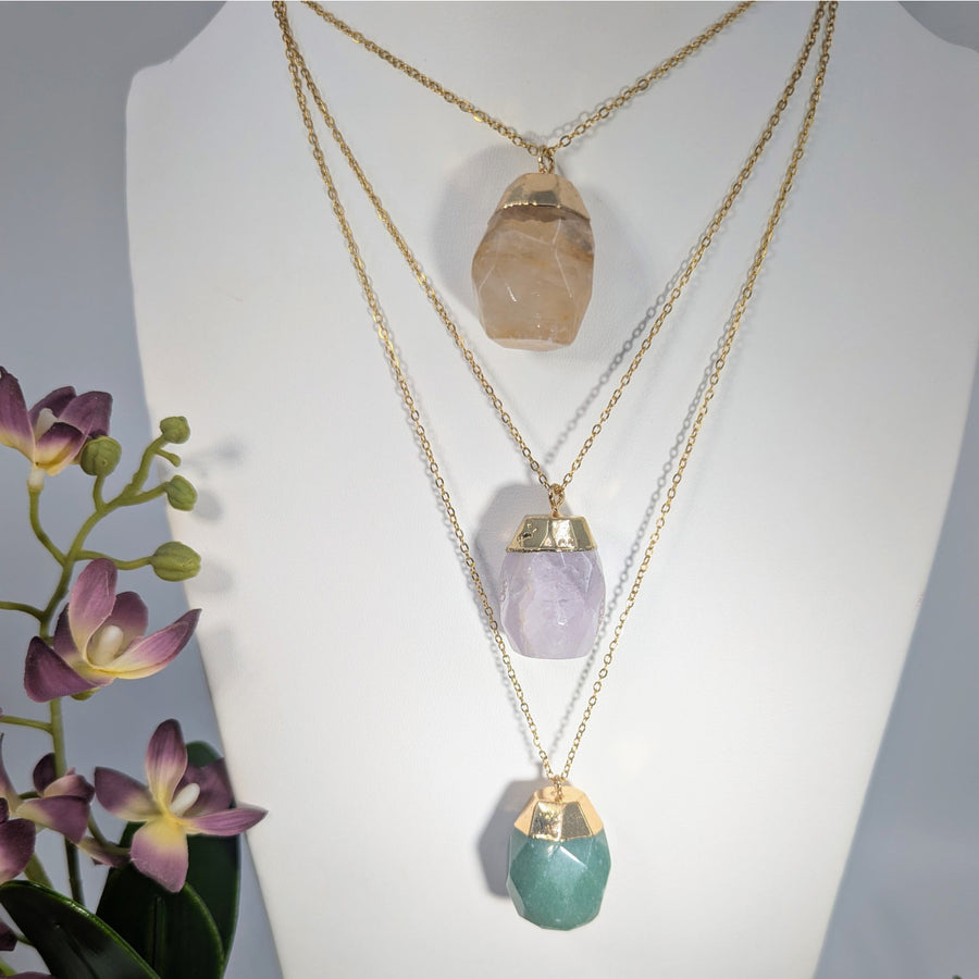 Three layered crystal gemstone necklaces for elegant jewelry styling