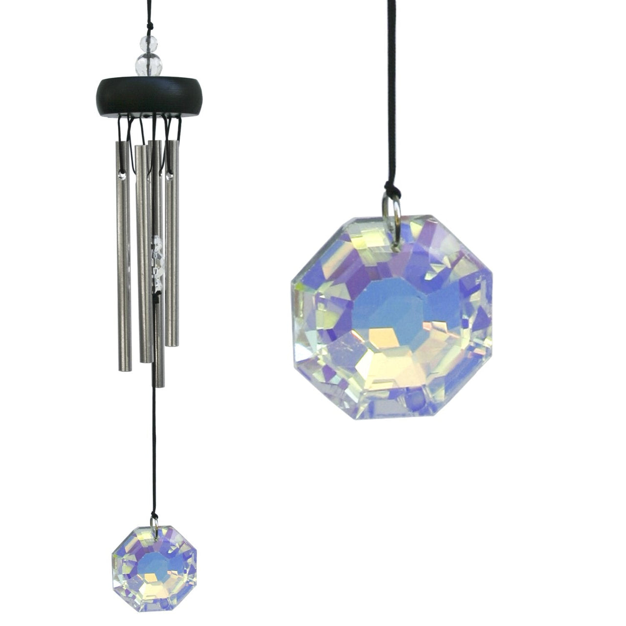 Silver Woodstock Precious Stone chime with blue purple prism