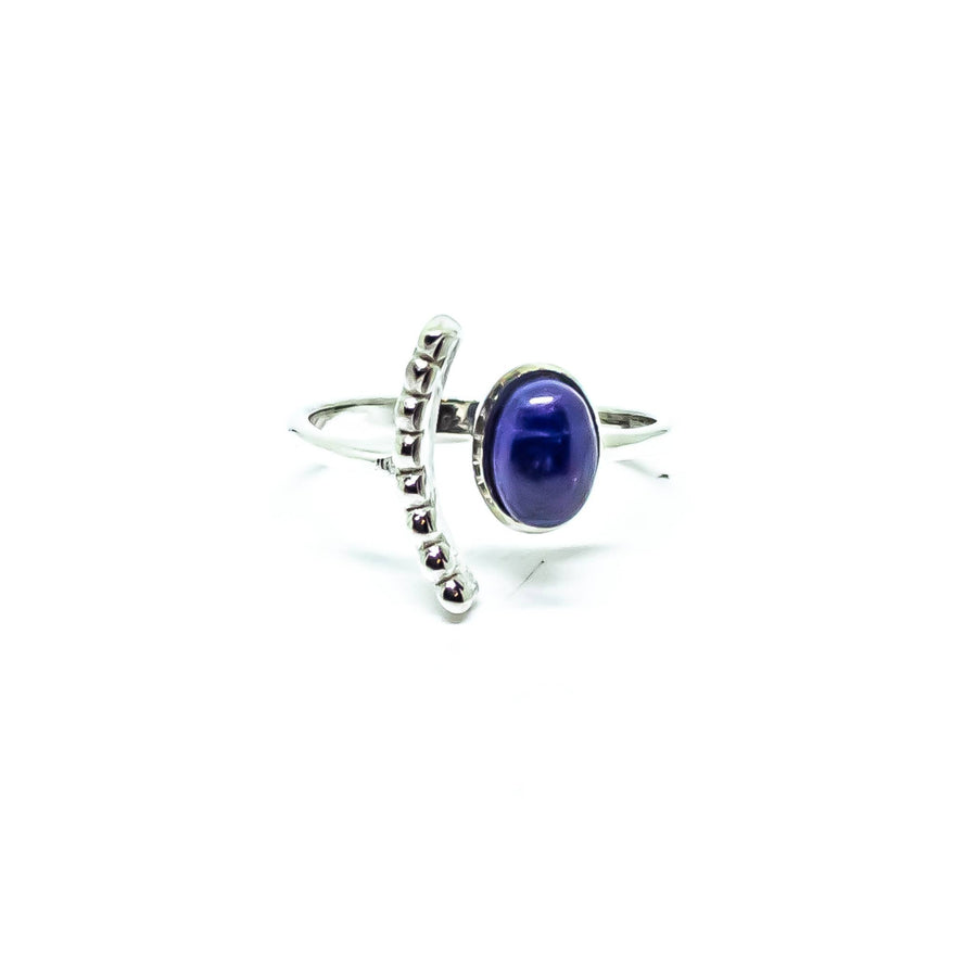 Faceted Oval Gemstone Adjustable Ring Sterling Silver