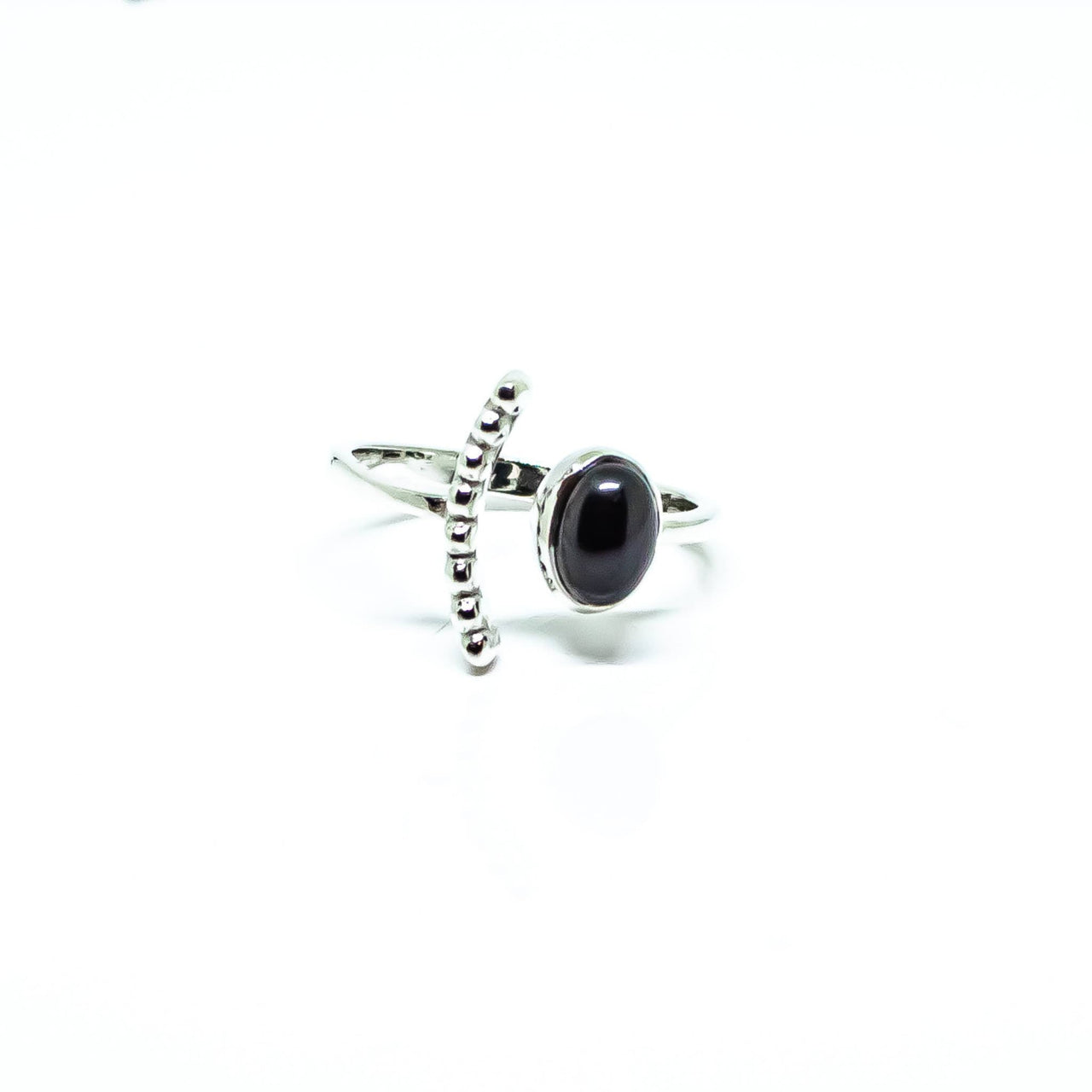 Faceted Oval Gemstone Adjustable Ring Sterling Silver