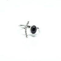 Faceted Oval Gemstone Adjustable Ring Sterling Silver
