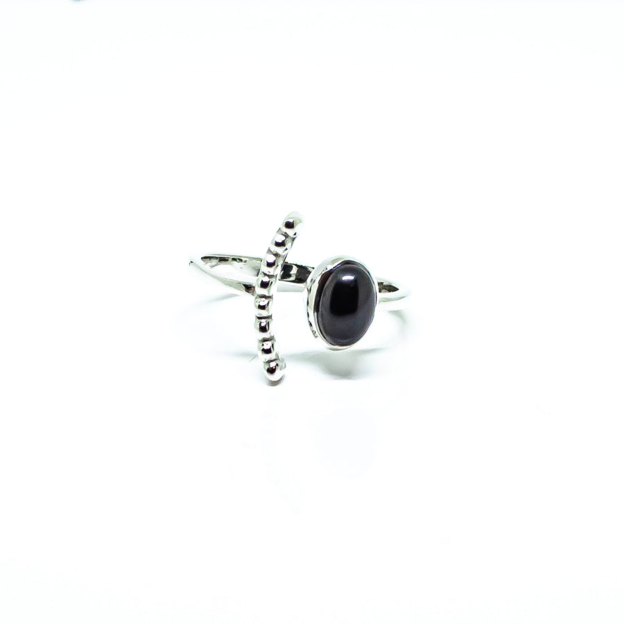 Faceted Oval Gemstone Adjustable Ring Sterling Silver