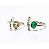 Faceted Oval Gemstone Adjustable Ring Sterling Silver