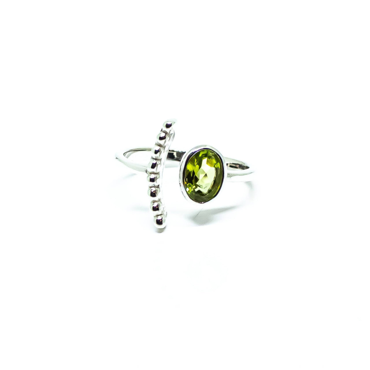 Faceted Oval Gemstone Adjustable Ring Sterling Silver