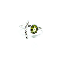 Faceted Oval Gemstone Adjustable Ring Sterling Silver