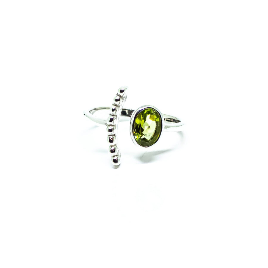 Faceted Oval Gemstone Adjustable Ring Sterling Silver