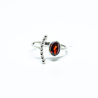 Faceted Oval Gemstone Adjustable Ring Sterling Silver