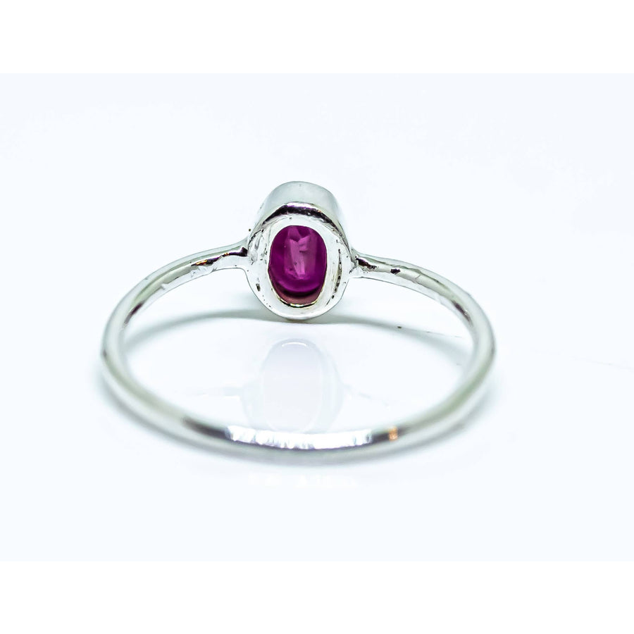 Faceted Oval Ruby Ring Sterling Silver #RIN1073
