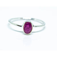 Faceted Oval Ruby Ring Sterling Silver #RIN1073