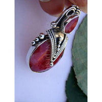 Faceted Ruby Double Stone Tribal Pendant Sterling Silver