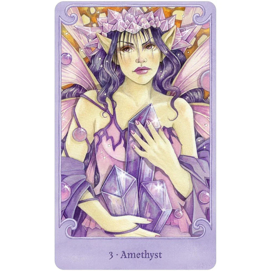 Purple fairy with a purple dress and crown from ’Fairy Gems Deck & Book Set #Q288’
