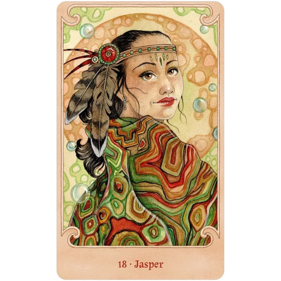 A painting of a woman with feathers on her head - Fairy Gems Deck & Book Set #Q288