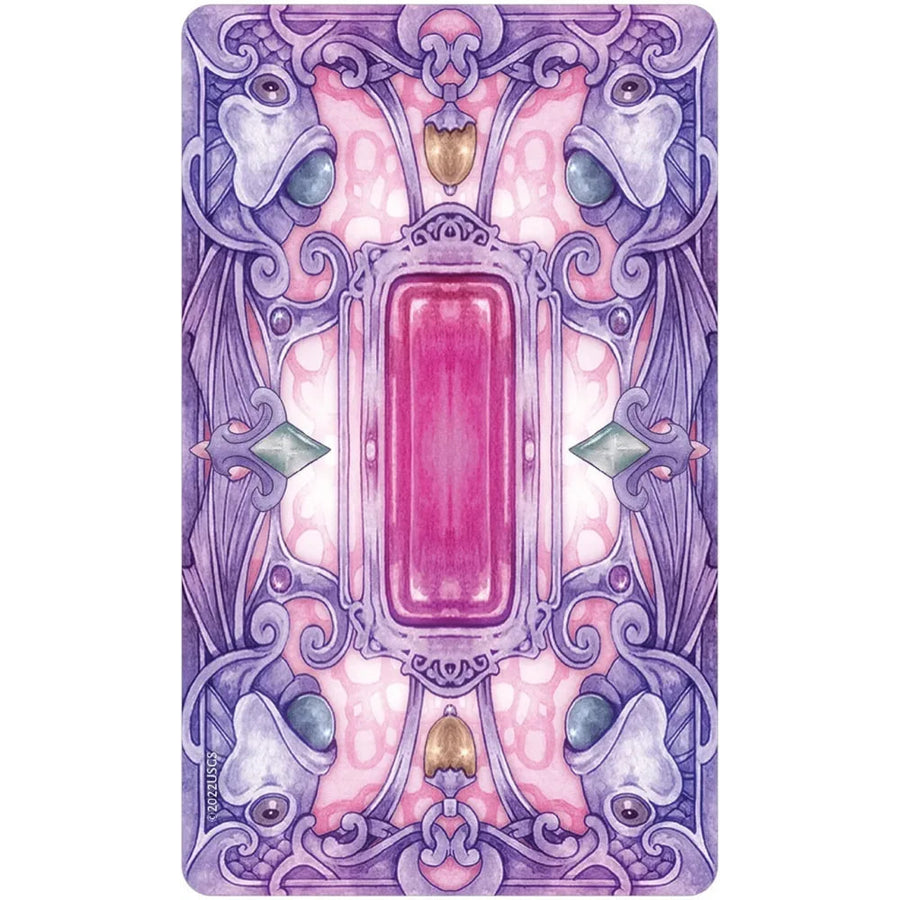 Watercolor painting of a pink and purple tile from the Fairy Gems Deck & Book Set #Q288