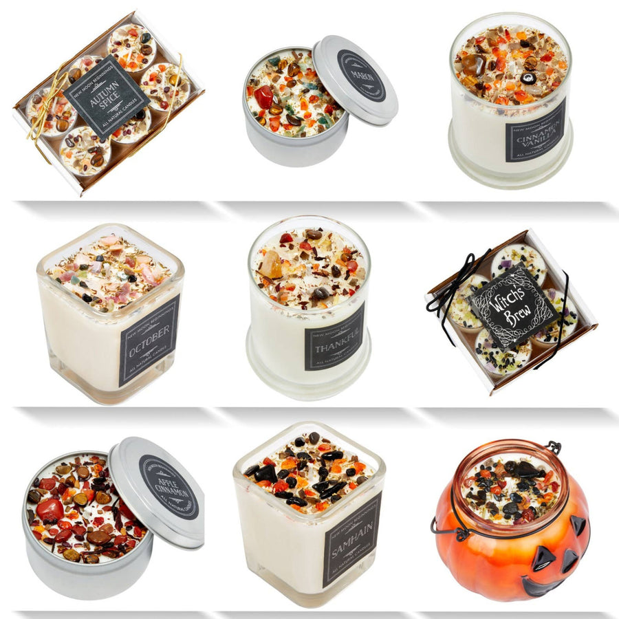 Fall Candles Halloween Candles Soy Candle Crystal Candles