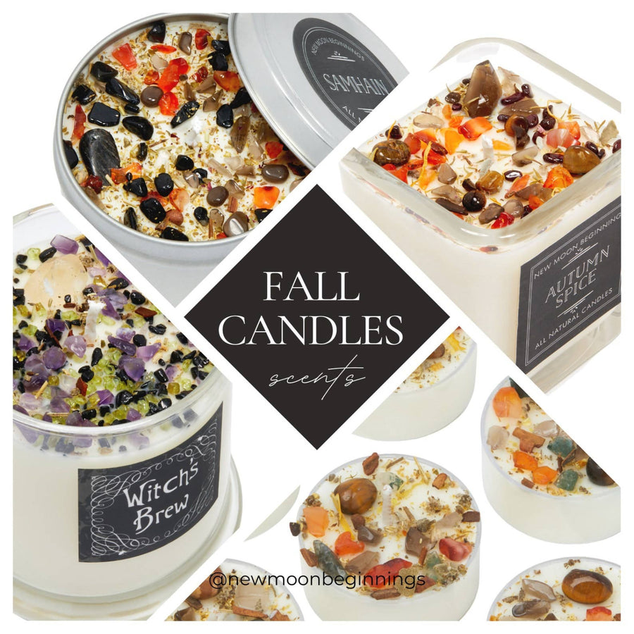 Fall Candles Halloween Candles Soy Candle Crystal Candles
