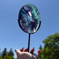 Rainbow Fluorite Donut in Metal Stand #BC1278