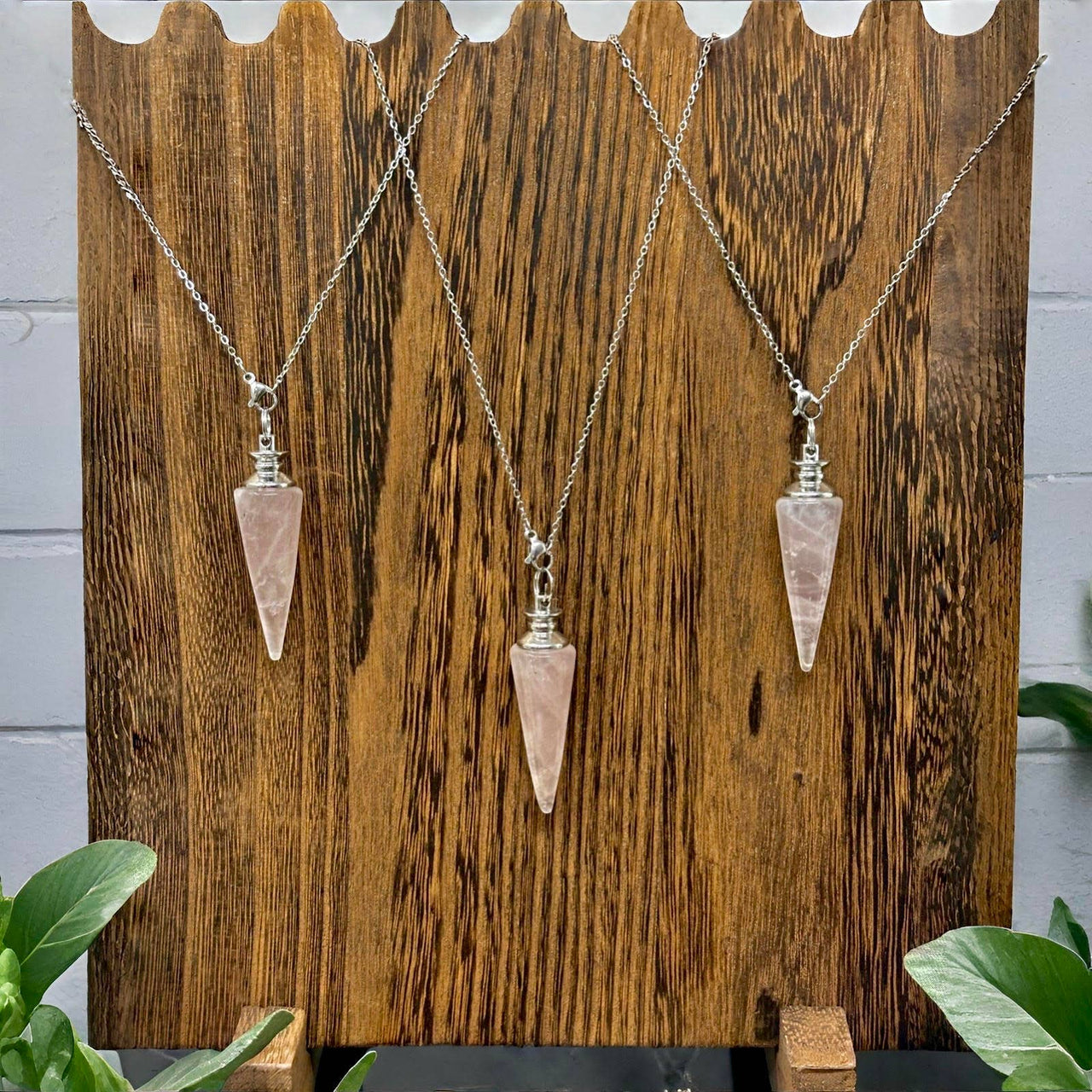 Rose Quartz Pendulum Necklace #BC0576
