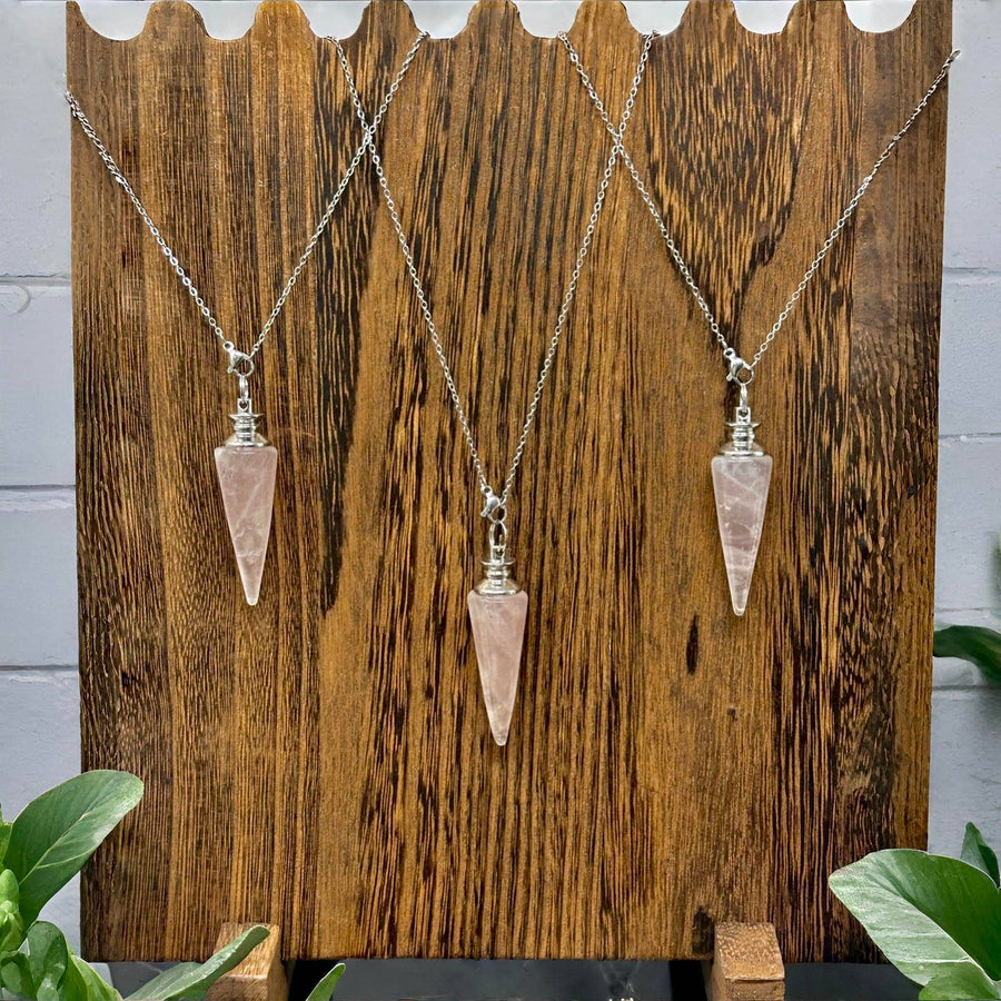 Rose Quartz Pendulum Necklace #BC0576