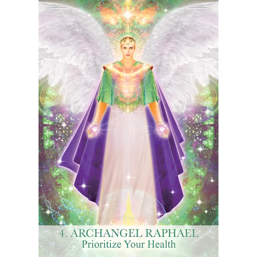 Archangel Raphael channeling healing energy from the Female Archangels Oracle Deck by Calista