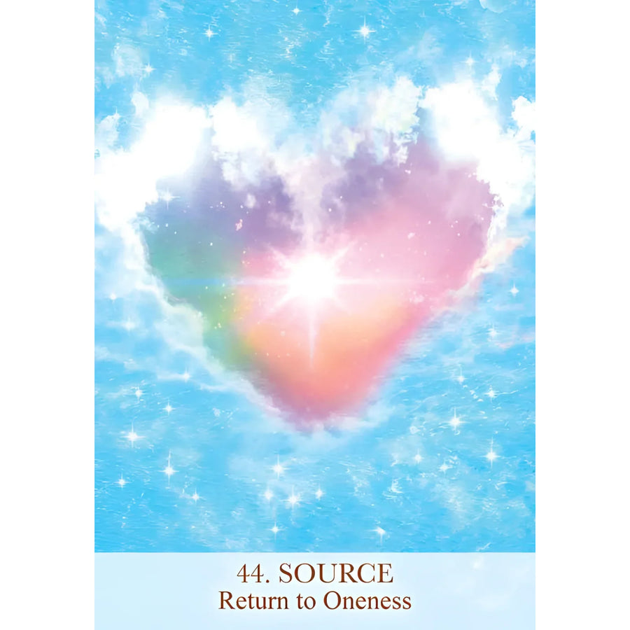 Heart-shaped cloud with bright center from Female Archangels Oracle Deck by Calista