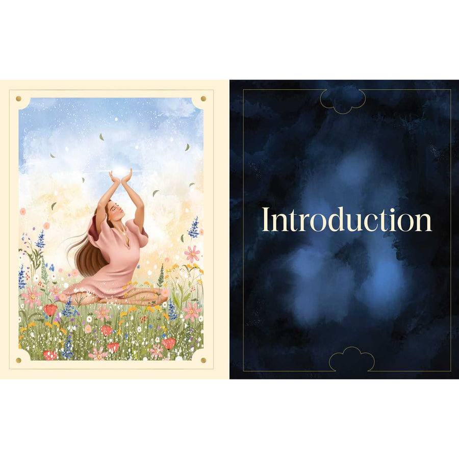 Two-panel presentation slide from Feminine Wisdom Oracle by Lea Androic LV7321