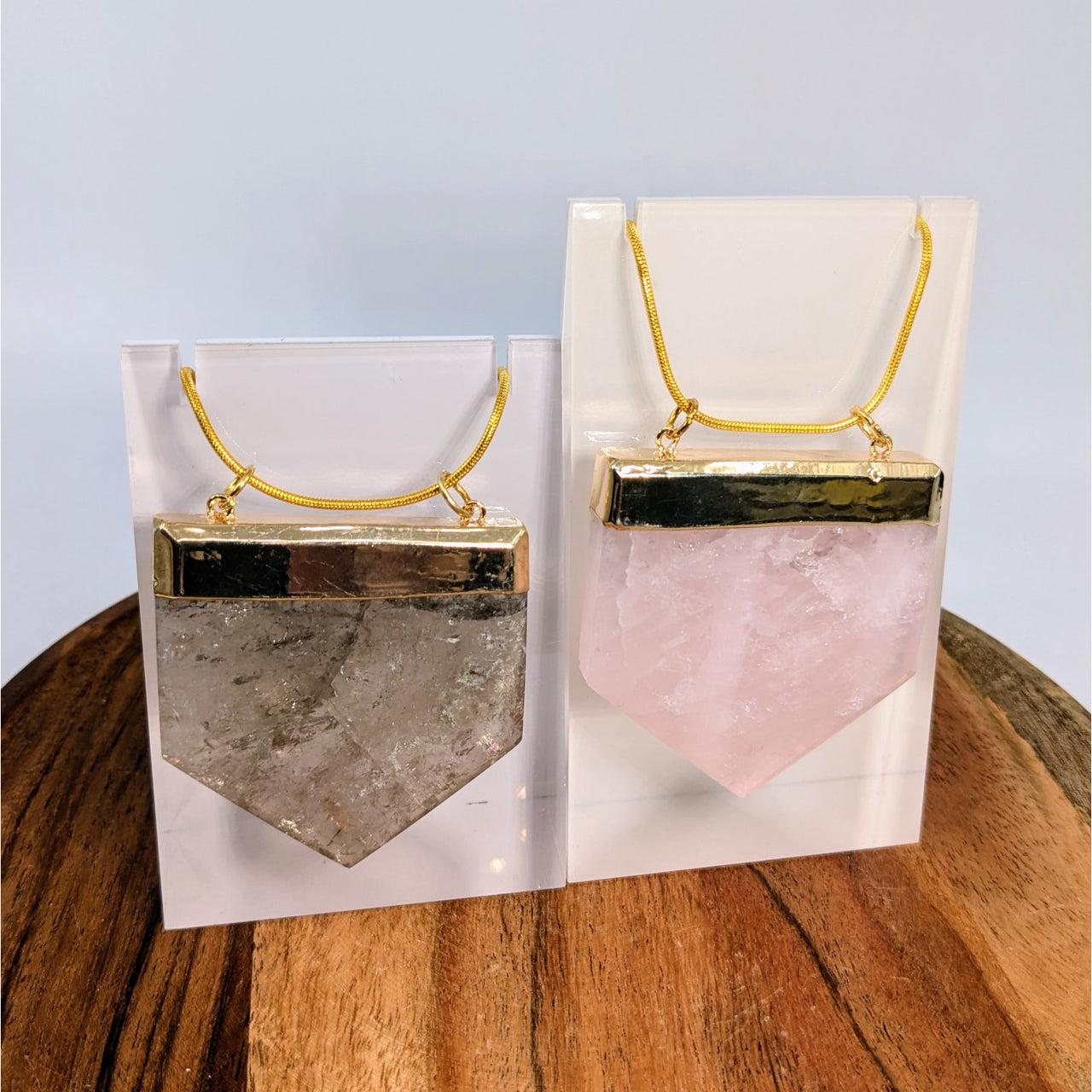 Flat Point Pendant 2’’ Double Bale Gold #LV6521 - $89