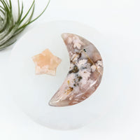 Thumbnail for Flower Agate 2.5’’ Moon & Star #LV6146 - $38