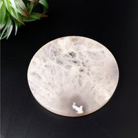 Thumbnail for Flower Agate 3.4’ Coaster Plate #LV4423 on a white marble bowl with a black background