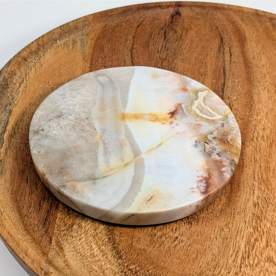 Flower Agate 3.4’’ Coaster Plate #LV5849 - $28