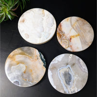 Thumbnail for Flower Agate Marble Coasters Set of 3 on Black Background #LV4416 - Elegant Home Decor