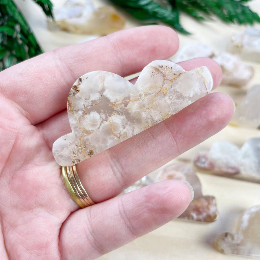 Translucent Flower Agate Cloud Geode Hair Clip #LV9390