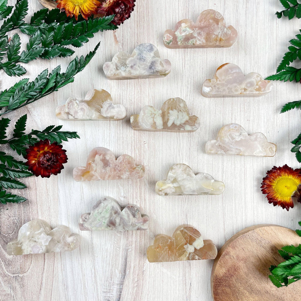 Flower Agate Cloud Carving #LV9390: Translucent Pink Brooches