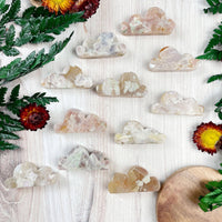 Flower Agate Cloud Carving #LV9390: Translucent Pink Brooches