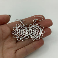 Thumbnail for Flower Of Life Heart Mandala Brass Earrings with Flower Design - #LV0190, 7 gm, 1.9