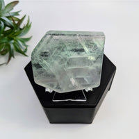 Thumbnail for Raw Fluorite crystal in hexagonal shape, translucent green-white for item tier benefits