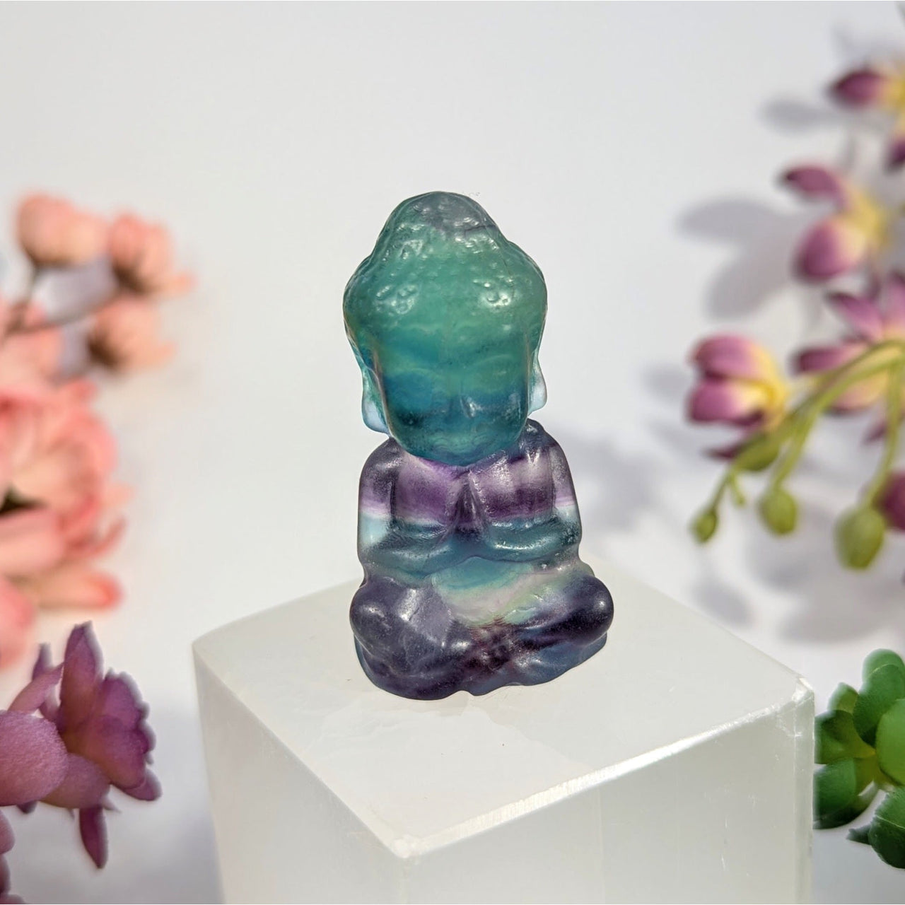Fluorite 2-inch Buddha carving meditation statue BC0090