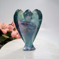 Translucent iridescent blue green Fluorite 3.2’’ Angel #BC0155 figurine