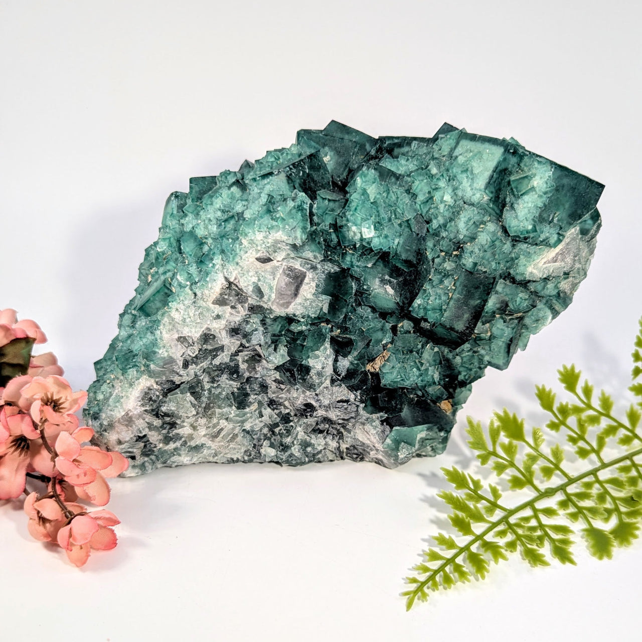 Fluorite 4.75 inch cubic emerald-green crystal cluster #BC1138