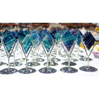 Fluorite Diamond Crystal on Silver Moon Stand #LV9151 $59