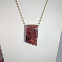 Fluorite Geo Cut 19’’ Pendant Necklace Stainless Steel