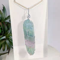 Fluorite Wand 2.3’’ Wire Wrap Pendant #LV9062 - $95