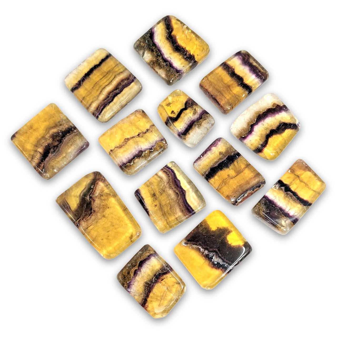 Set of six Fluorite Yellow marble blocks showcasing item tier benefits for collectors