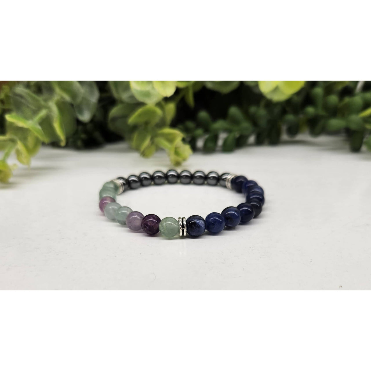 Multicolored beaded kids bracelet with silver accents and charm, 6mm 6’’ LV9515