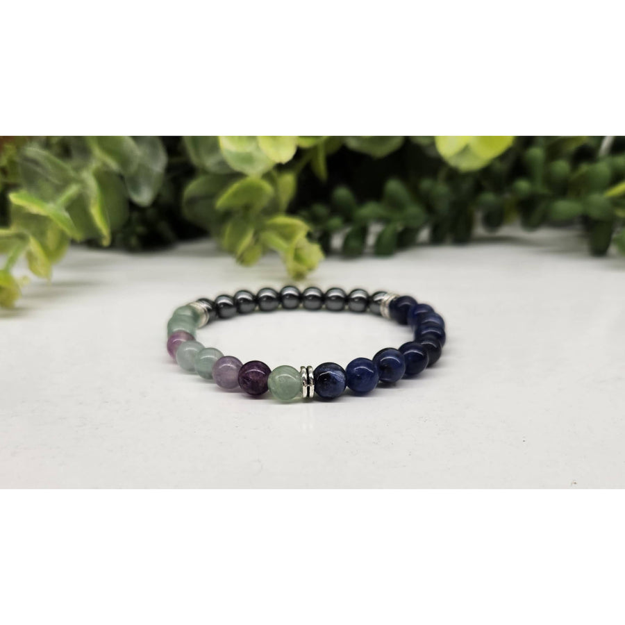 Multicolored beaded kids bracelet with silver accents and charm, 6mm 6’’ LV9515