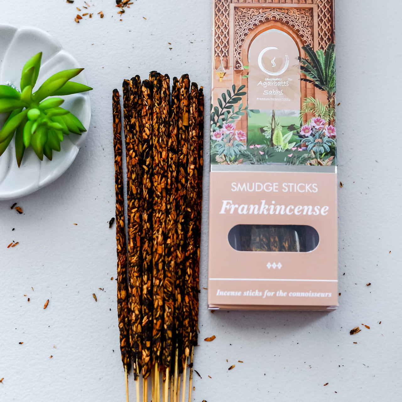 Frankincense Smudge Incense 16 Sticks in ornate pink box