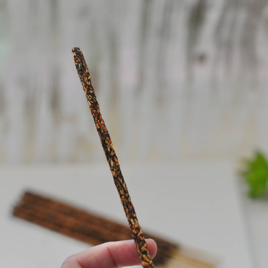 Textured Frankincense Smudge Incense Stick in plastic pouch for aromatic burning