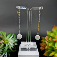 Freshwater Pearl 2.5’’ Coin Drop Earrings Gold Fill #LV8874