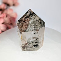 Translucent garden quartz crystal generator 2.5 inches #BC0662 with inclusions