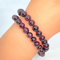 Thumbnail for 1 Garnet Polished 8 mm Bead Bracelet #SK6782 - $32